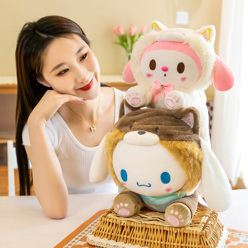 New cartoon anime plush toy girl heart cross dressing series super cute kawaii crouching doll stuffed animal wholesale