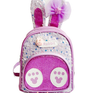 New Sequin Rabbit Ear Backpack Cartoon Butterfly Knot Footprint Backpack for Elementary School Students