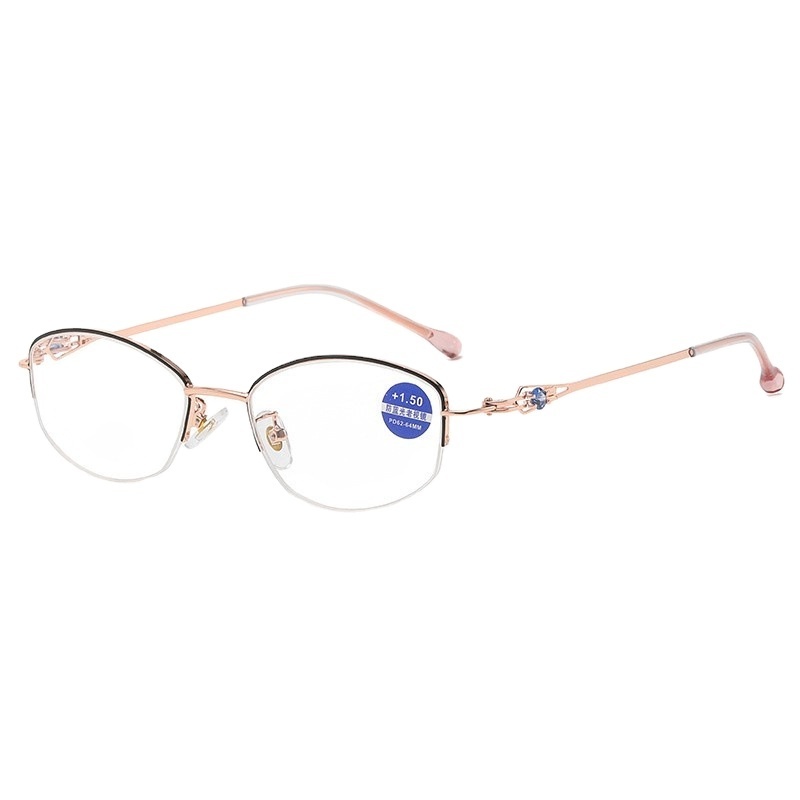 8338 New Arrival Wholesale Metal Frame Half-rim Designer Anti Blue Light glasses Square  Men Reading Glasses