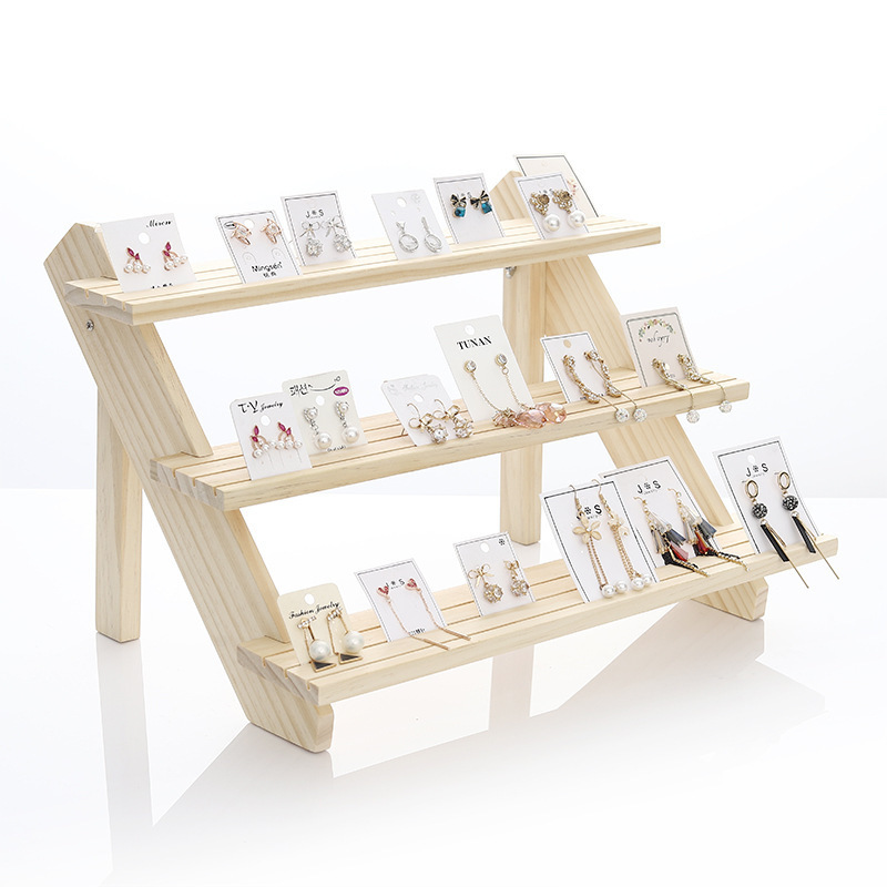 Solid wood earring card holder stand live broadcast jewelry holder ear ornaments storage rack jewelry shelf hand doll display