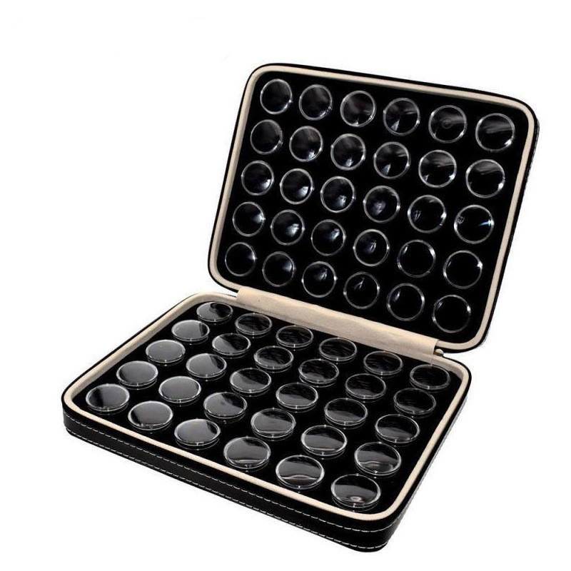 60 pieces small ball box Round gem jewelry zipper PU bag bare diamond ring face Nail Art display box Storage jewelry box