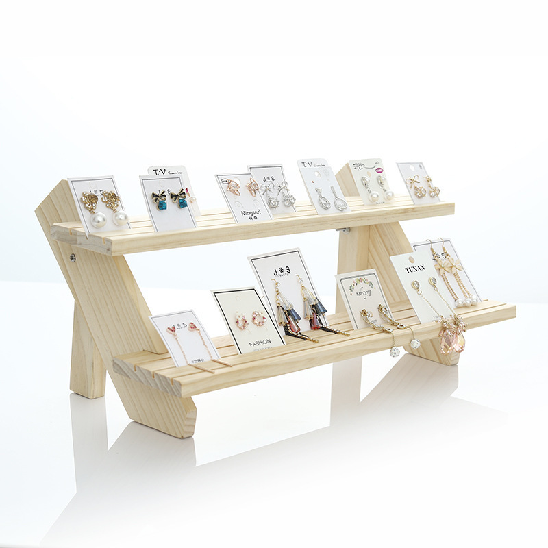 Solid wood earring card holder stand live broadcast jewelry holder ear ornaments storage rack jewelry shelf hand doll display