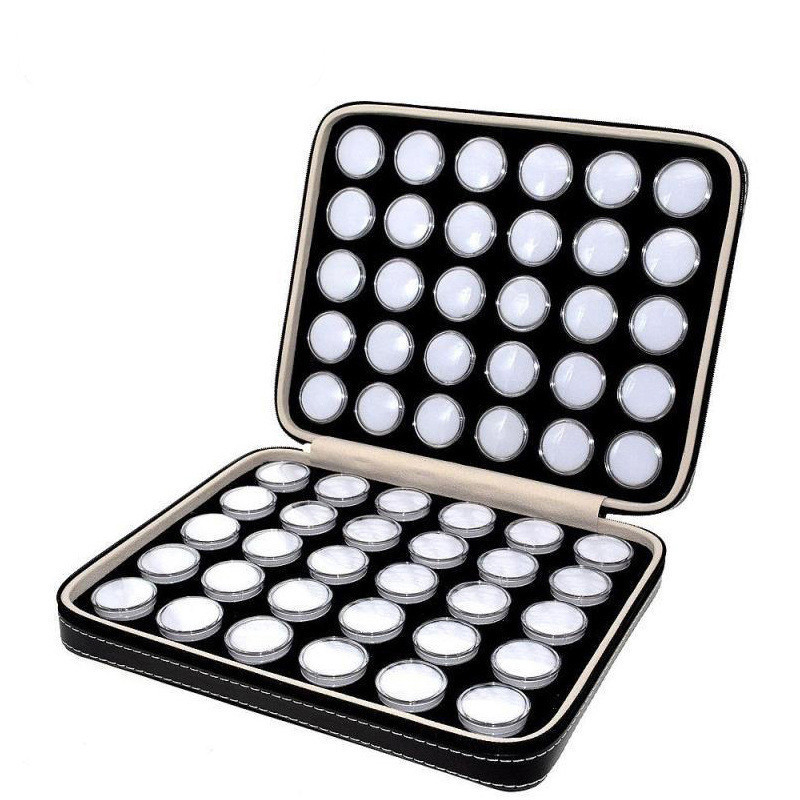 60 pieces small ball box Round gem jewelry zipper PU bag bare diamond ring face Nail Art display box Storage jewelry box