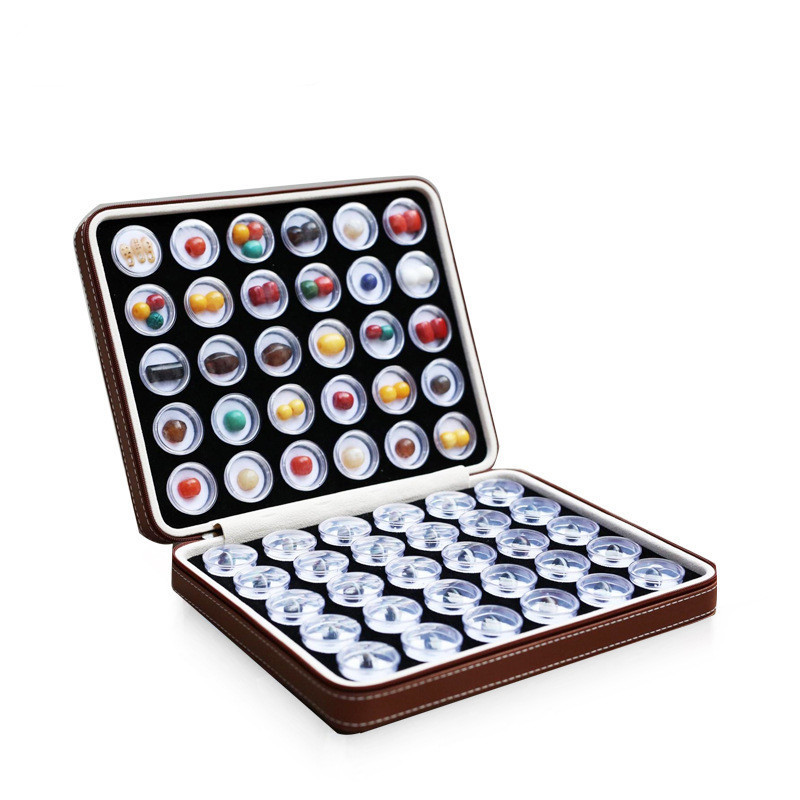 60 pieces small ball box Round gem jewelry zipper PU bag bare diamond ring face Nail Art display box Storage jewelry box