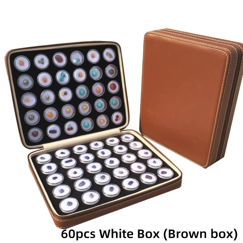 60 pieces small ball box Round gem jewelry zipper PU bag bare diamond ring face Nail Art display box Storage jewelry box