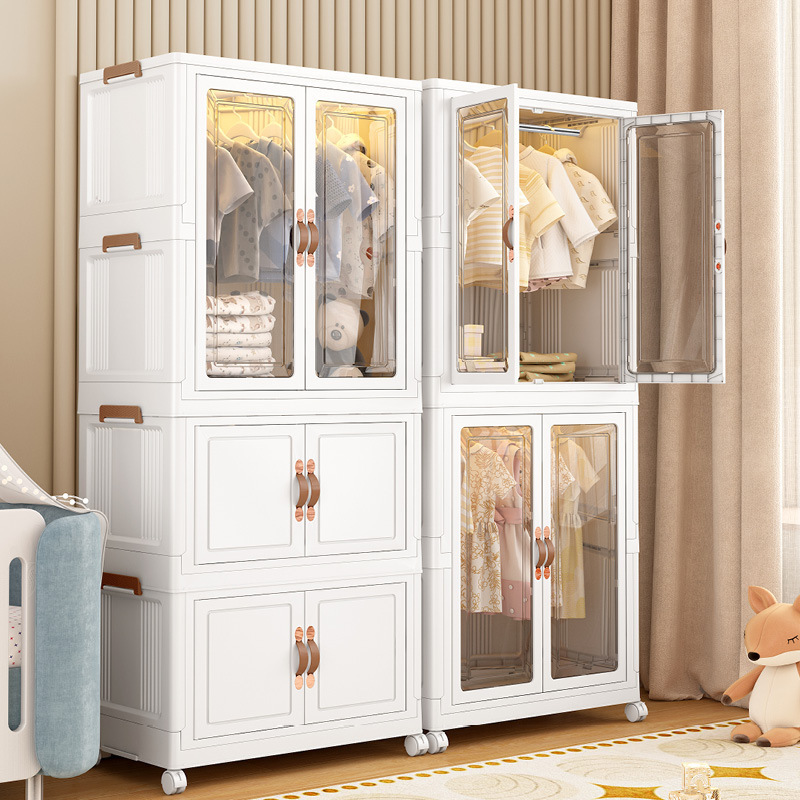 Portable Wardrobe Closet Foldable All-In-One Plastic Cube Portable Foldable Closet Kid's Wardrobe Wardrobe Storage