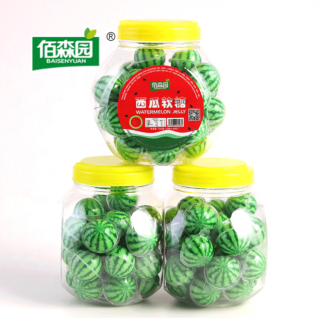 Gummy Candy Factory sell Gummy Candy  3D Watermelon Shaped Liquid Jam filled round burst exploding juicy jelly Gummy soft candy