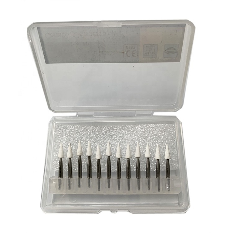 12Pcs/Set White Stone RA Polisher Ceramic Grinders Dental Polishing Drill Burs