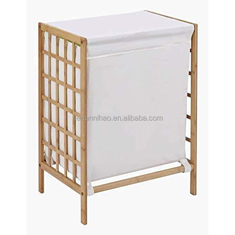 Laundry Hamper Bamboo Laundry Basket with Liner Bag Storage Hamper Shelves Space Saving Laundry Room Shelves