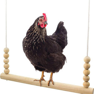 Chicken Swing Toy for Coop -Natural Wood Perch Ladder for Poultry Run Rooster Hens Chicks Pet Parrot Poll Stress Relief for Bird