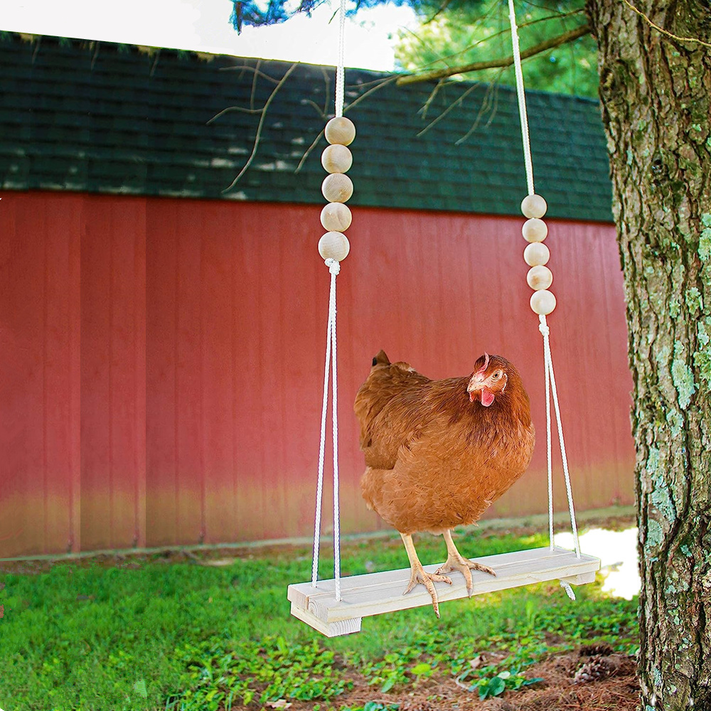 Chicken Swing Toy Stand for Coop -Wood Perch Ladder for Poultry Run Rooster Hens Chicks Pet Parrot Macaw