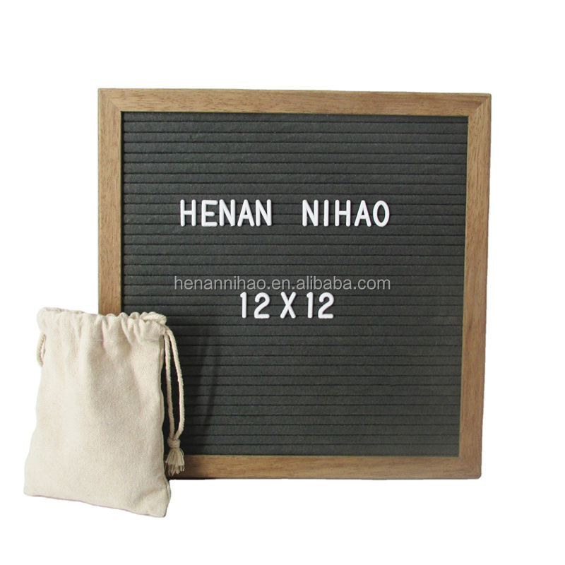 12*12inch wood frame gray felt changeable letter board as Christmas gift