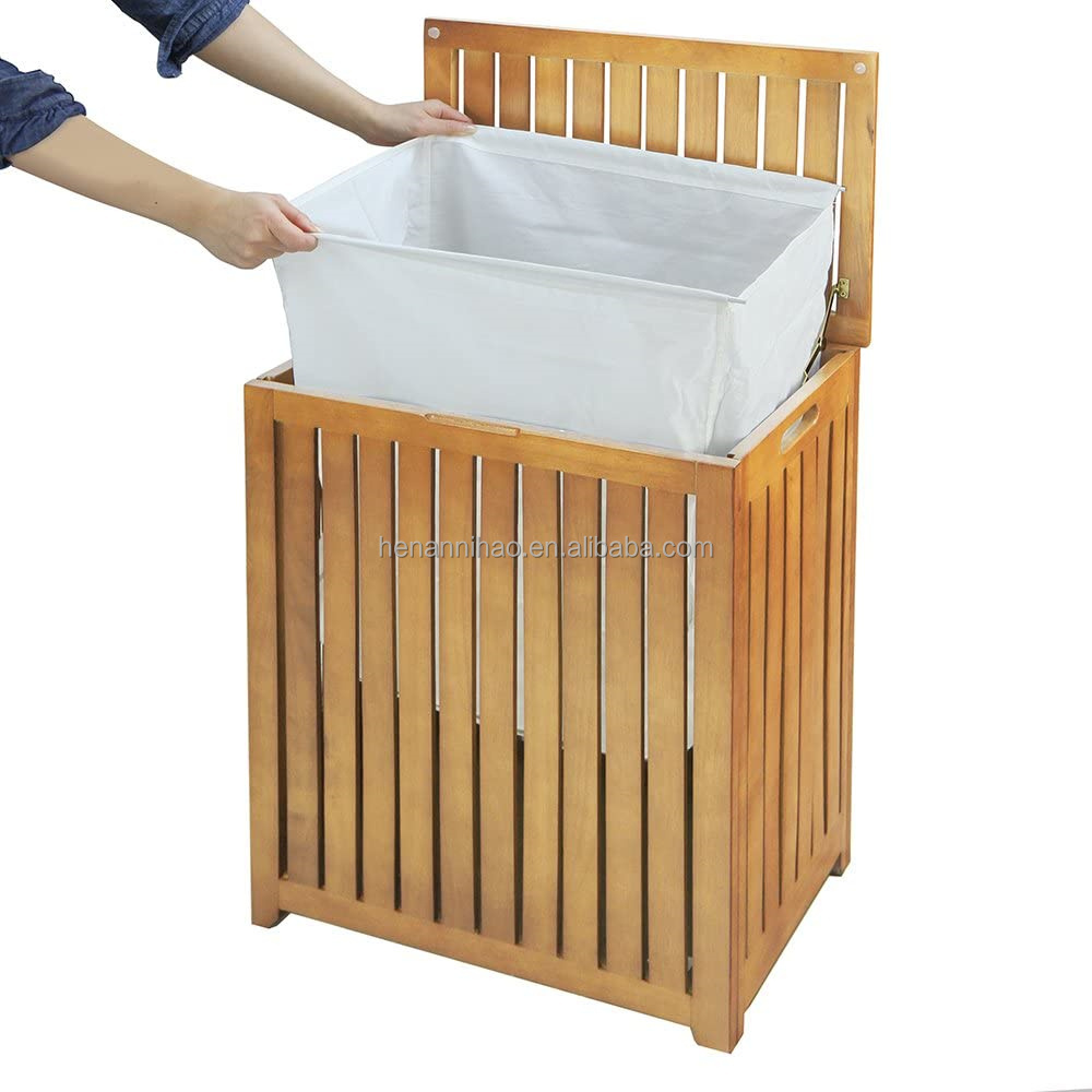 Laundry Hamper Bamboo Laundry Basket with Liner Bag Storage Hamper Shelves Space Saving Laundry Room Shelves