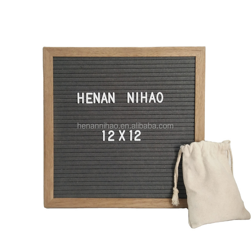 12*12inch wood frame gray felt changeable letter board as Christmas gift