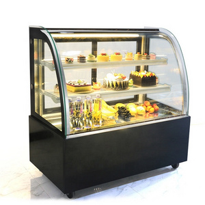 White Black Cake Display Cooler With Glass Air cooling Curved Cake Showcase Vegetables Fruits Small Cooler Refrigeration