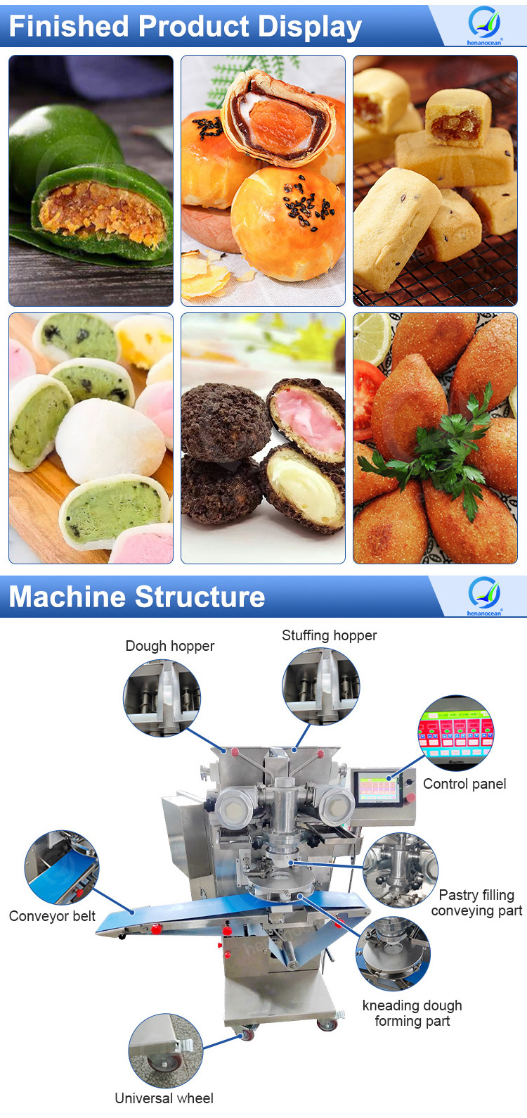 OCEAN Coxinha Tamale Encrust Mooncake Small Fill Cookie Mochi Ice Cream Make Machine Price