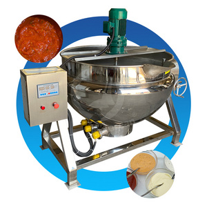 OCEAN Industrial Gas Steam Tilt Paste Jacket Kettle 50 Liter Syrup Cook Pot Sugar Boil Pan with Mixer