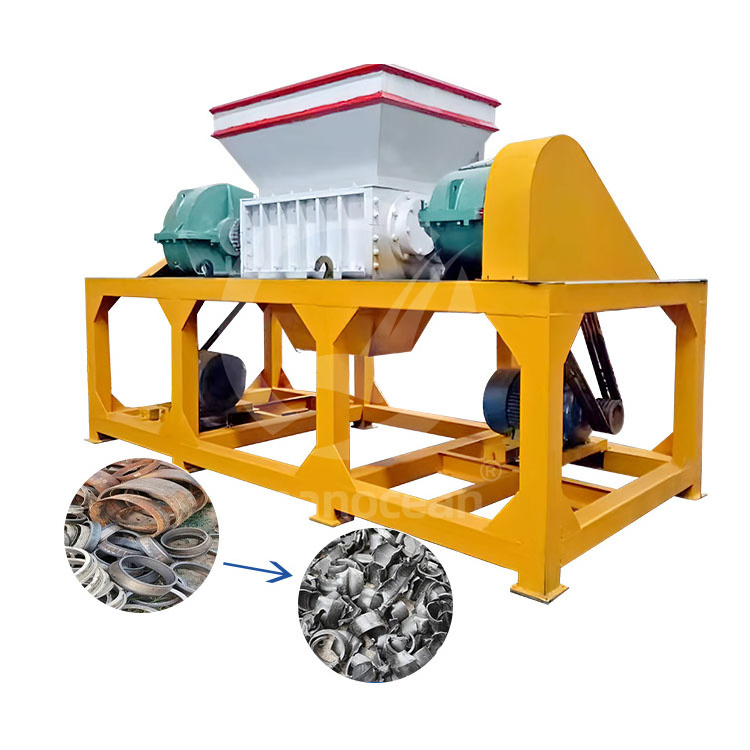 OCEAN Rent Used Tire Recycle Plant Motorcycle Tire Plastic Lump Double Axis Shredder Machine for Sale