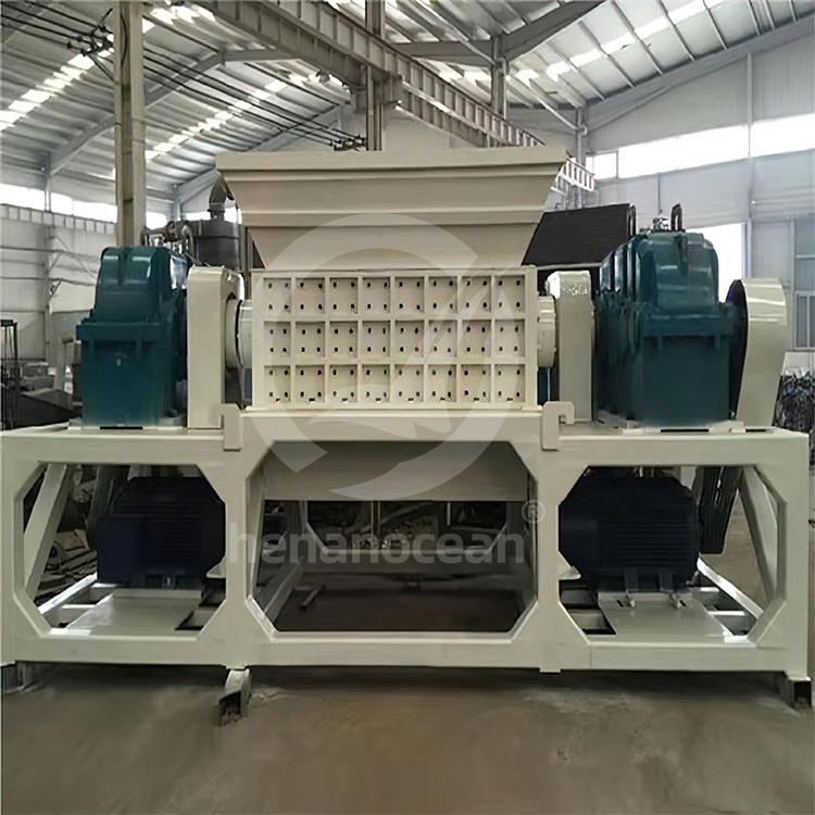 OCEAN Rent Used Tire Recycle Plant Motorcycle Tire Plastic Lump Double Axis Shredder Machine for Sale