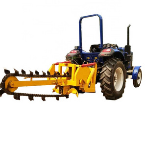 Efficient chain tractor mounted trencher for pipeline construction