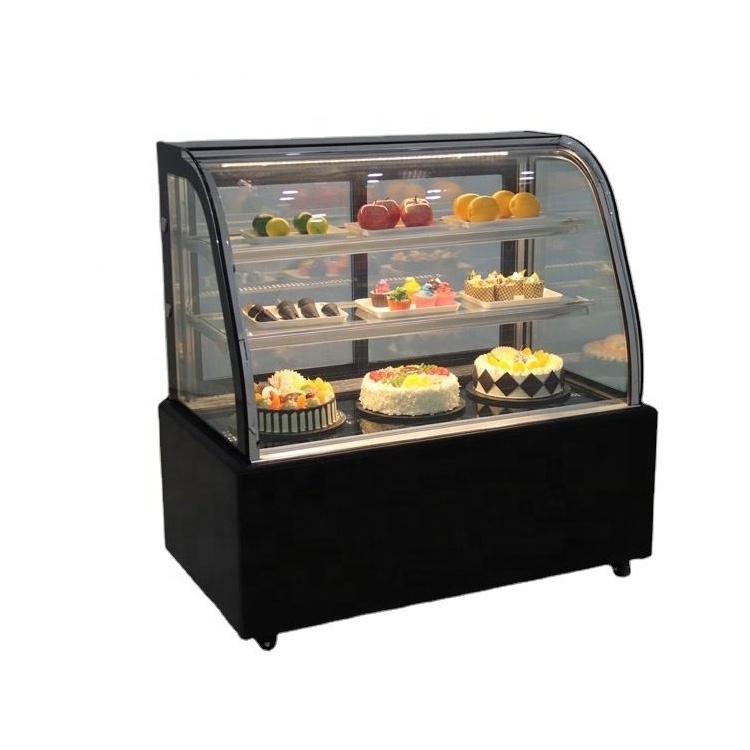 White Black Cake Display Cooler With Glass Air cooling Curved Cake Showcase Vegetables Fruits Small Cooler Refrigeration