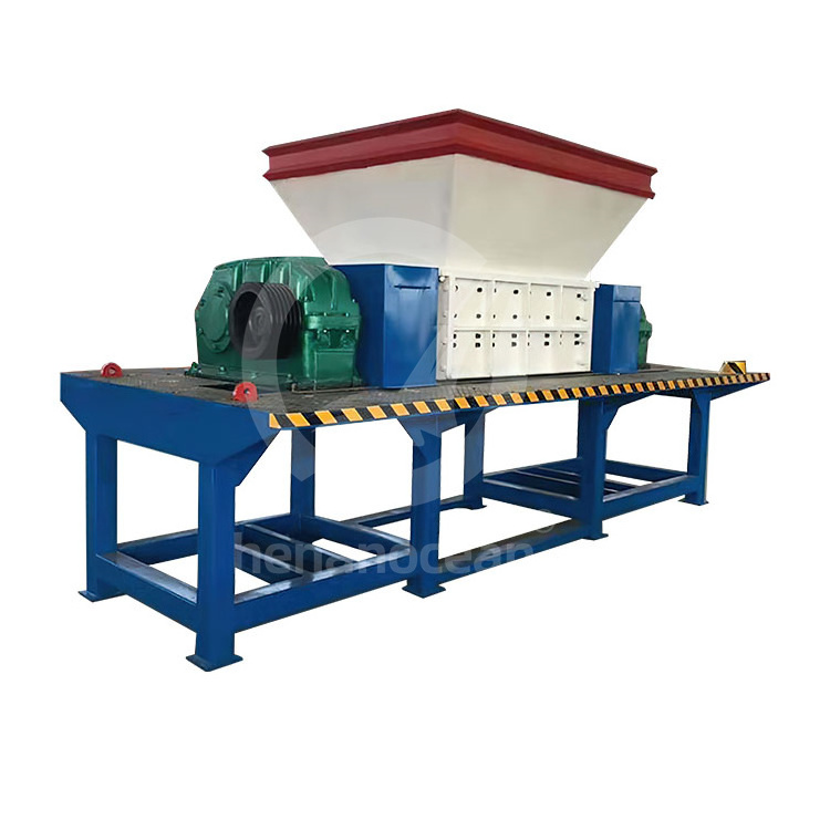 OCEAN Heavy Duty Metal Tooth Blade Double Shaft Shredder Used Nylon Waste Tyre Shredding Machine for Commercial