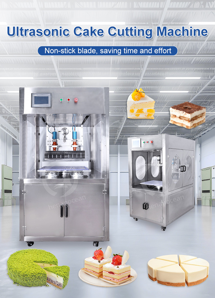 OCEAN Automatic Sweet Food Foam Sponge Cake Ultrasonic Cutter Frozen Round Square Layer Cake Slab Cut Machine