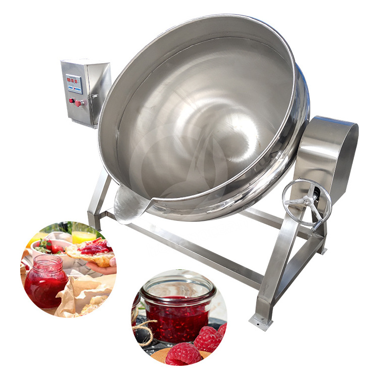 OCEAN Industrial Gas Steam Tilt Paste Jacket Kettle 50 Liter Syrup Cook Pot Sugar Boil Pan with Mixer