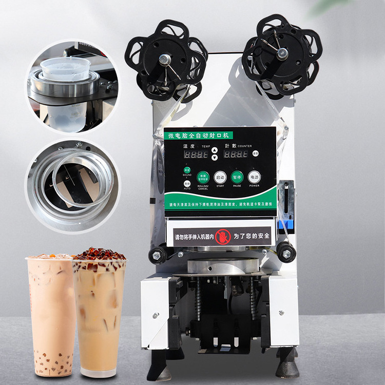 Wholesale Price High Quality Fully Automatic Boba Plastic Cup Seal milk tea Sealer Equipment Bubble Sealing Machine