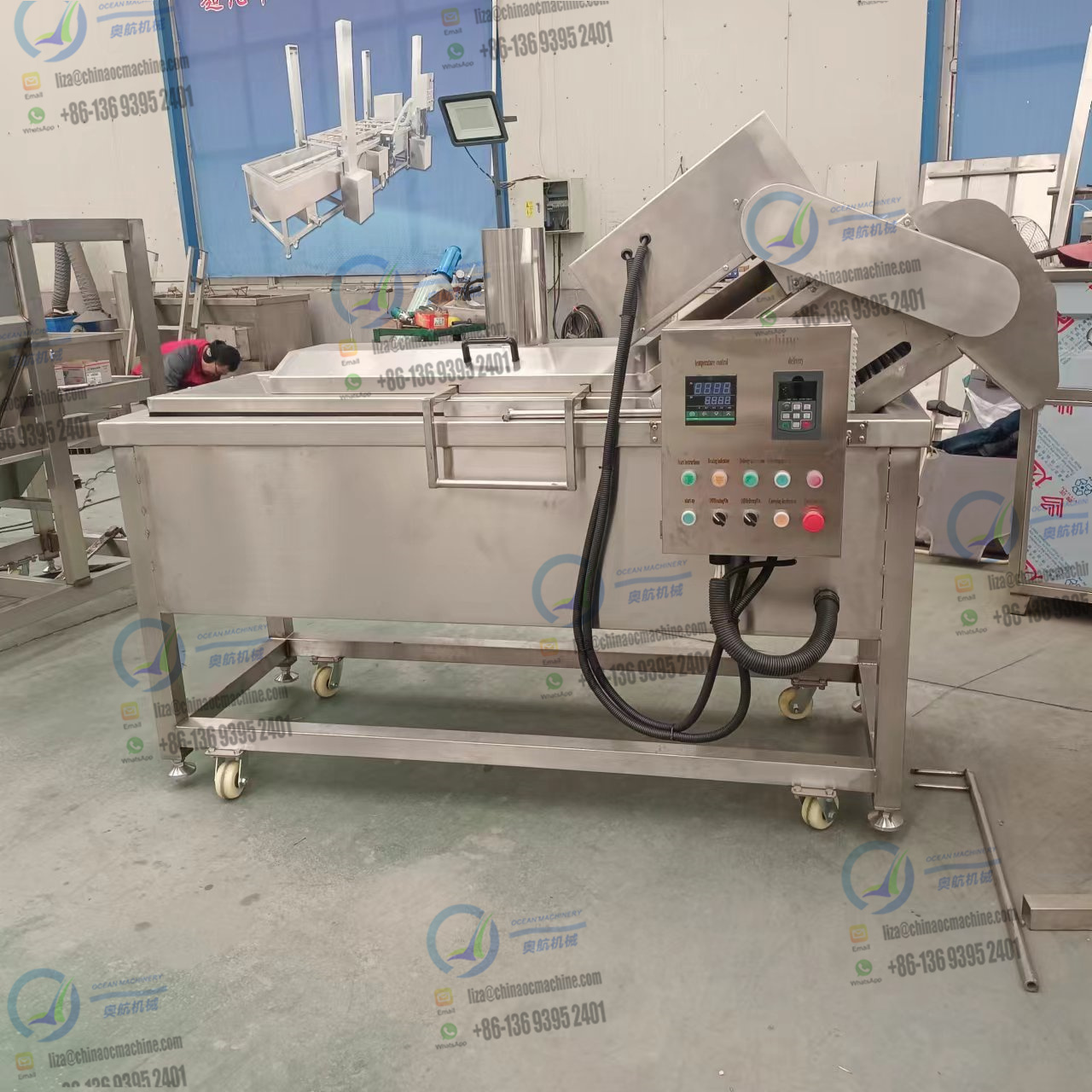 Automatic Continuous Conveyor Chip Deep Fryer Falafel Crispy Chicken Broasted Automatic Fry Machine French Turkey