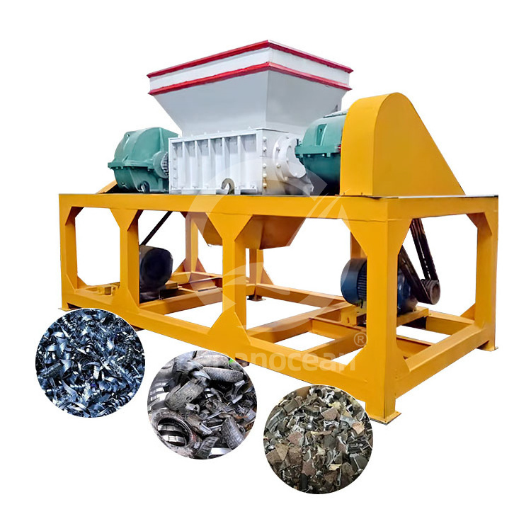 OCEAN Heavy Duty Metal Tooth Blade Double Shaft Shredder Used Nylon Waste Tyre Shredding Machine for Commercial