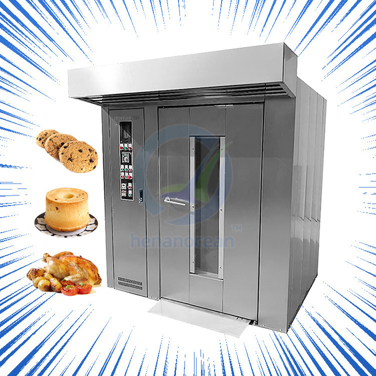 Fully automatic bakery 32 raks diesel two door bread baking rotary diesel bakery rack oven for pizza