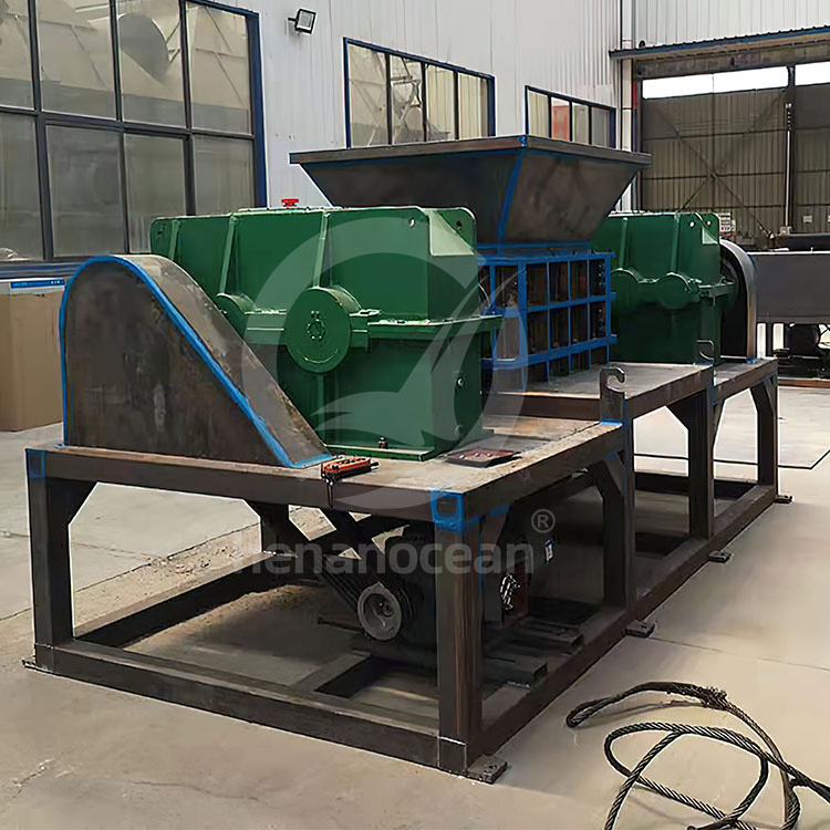 OCEAN Heavy Duty Double Shaft Metal Tooth Blade Shredder Waste Nylon Used Tyre Shredding Machine for Commercial