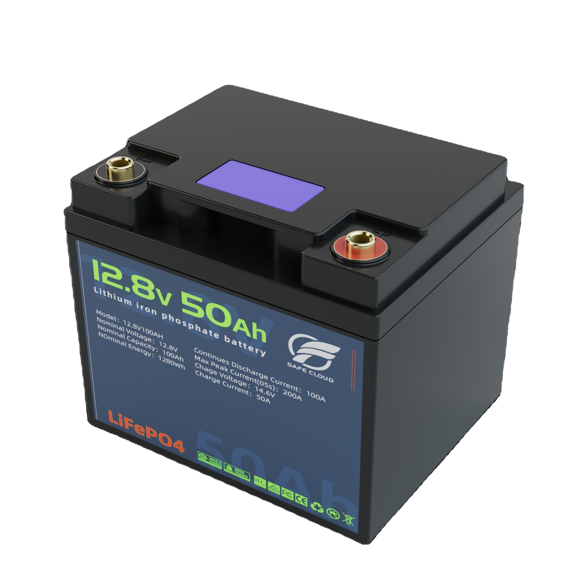 OEM Safecloud battery pack 5000 cycle times 12V 50ah lifepo4 lithium battery for Caravan and Motorhome