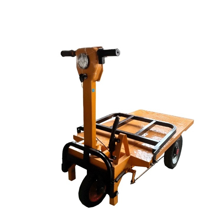 Factory Supply Three-wheeled Electric Push Flat Car with Standing Drive Trolley Cart for Sale Wheelbarrow