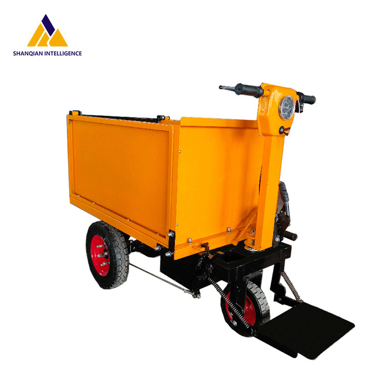 Shanqian Electric Engineering Vehicle Three-Wheel Hand Push Cart Battery Power Electric Trolley Construction Site Storage