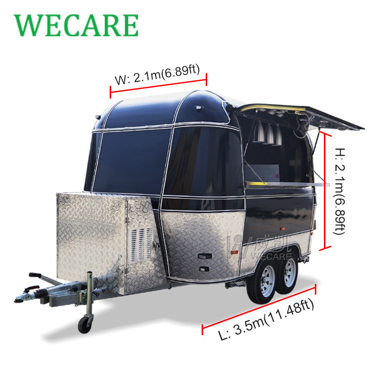 Wecare mini mobile airstream coffee ice cream food trailers fully equipped small mobile snack machines bbq food truck for sale