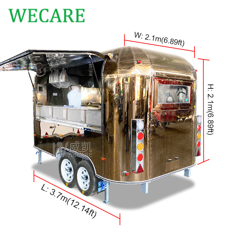 Wecare mobile airstream fast hot dog food truck van caravan drink cart catering concession trailer with full kitchen equipments