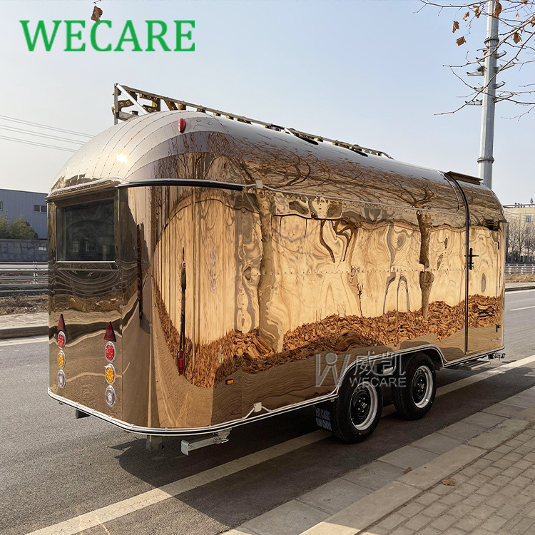 Wecare Airstream Street Food Van Kiosks Mobile Bar Truck Concession Food Caravan with Kitchen Trailer USA Foodtruck for Germany