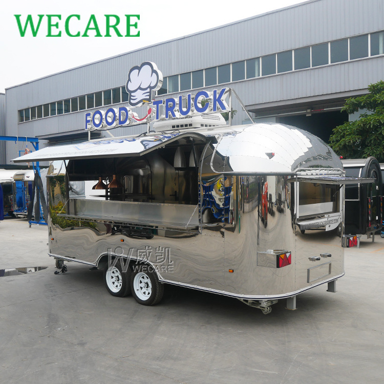 Wecare Airstream Mobile Kitchen BBQ Fast Food Trailer Fully Equipped USA Standard Remorque Food Truck With Full Kitchen For Sale