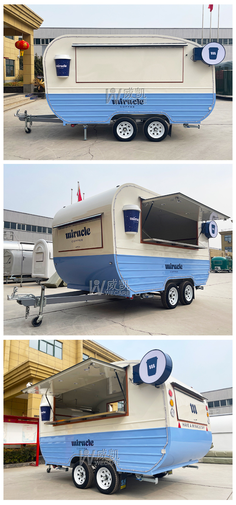 Wecare Concession Catering Mobile Bar BBQ Food Trailer Fully Equipped Ice Cream Coffee Fast Food Truck