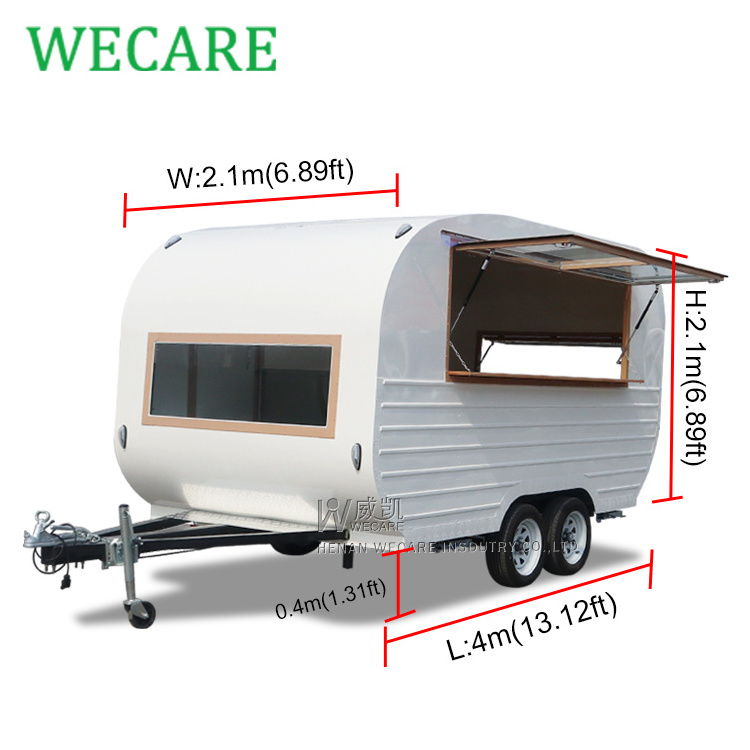 Wecare mobile cocktail bar trailer white coffee shop pizza dessert cart foodtruck mobile beer drink fast food truck for sale