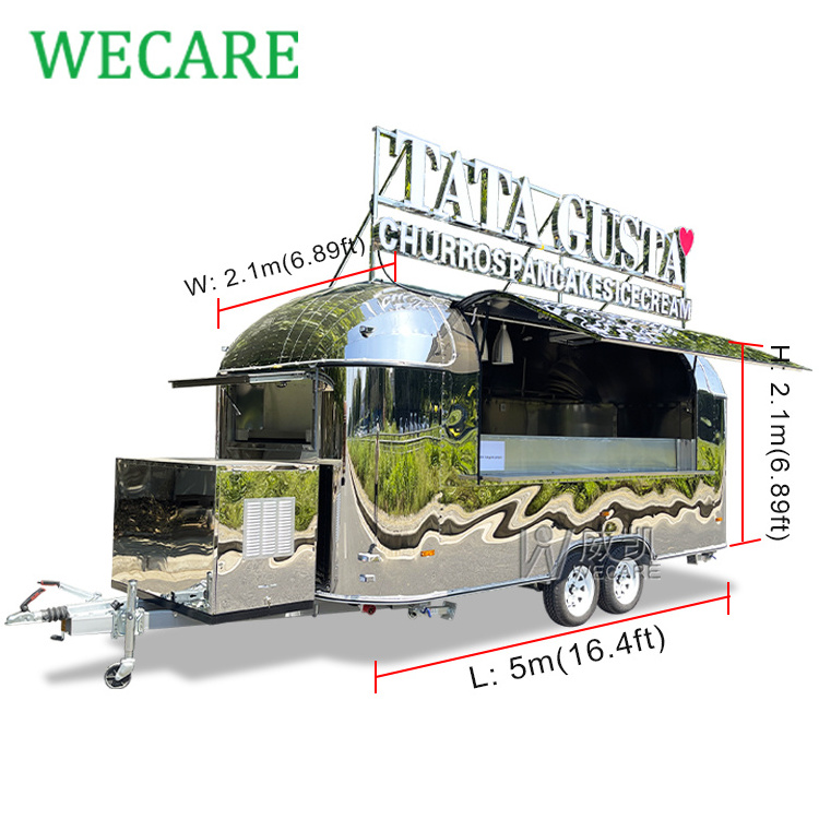 Wecare airstream mobile kitchen food truck food carts and catering food trailer concession pizza trailer with full kitchen