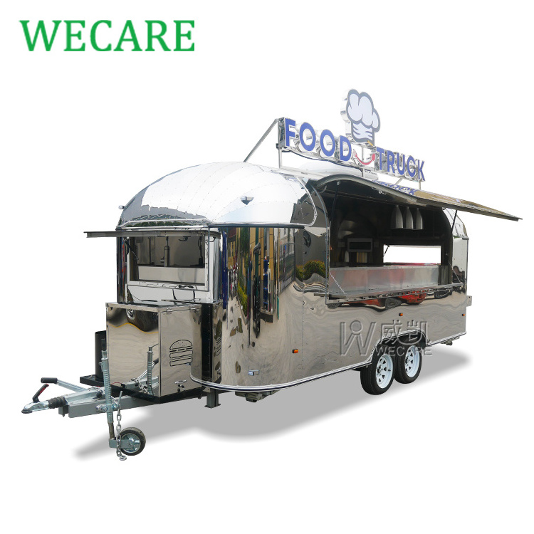 Wecare Airstream Mobile Kitchen BBQ Fast Food Trailer Fully Equipped USA Standard Remorque Food Truck With Full Kitchen For Sale