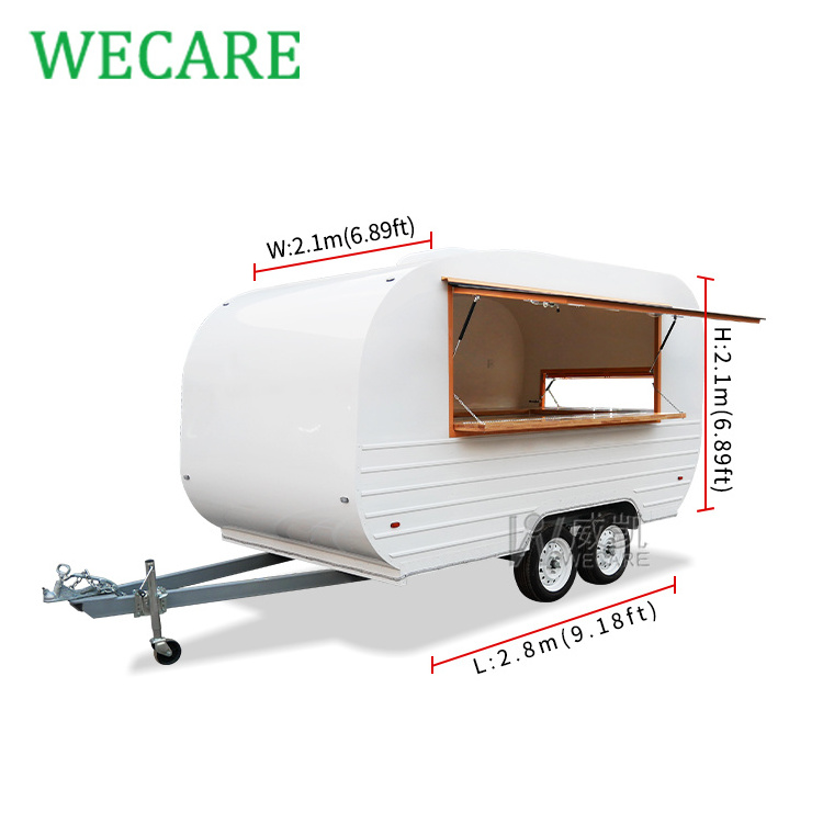 Wecare street commercial outdoor hotdog snack food cart vintage style coffee ice cream food trailer bbq food truck