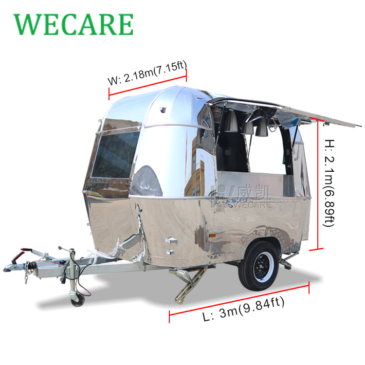 Wecare Concession Food Trailer For Cooking Equipment/ Ice Cream Hamburger Candy Waffle Mobile Food Cart Food Truck