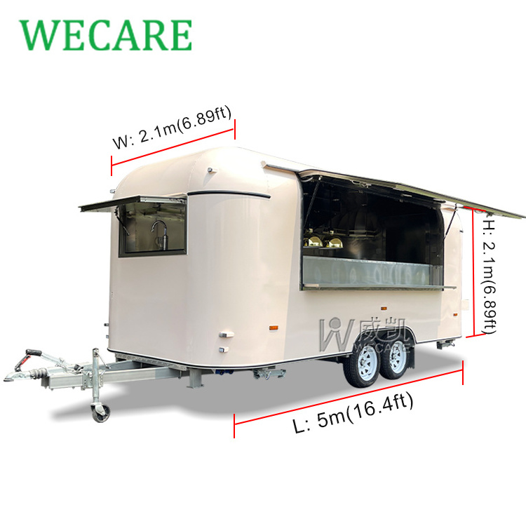 Wecare snack bar cart mobile bbq grill restaurant concession pizza food truck beer trailer with kitchen hotdog cart with wheel