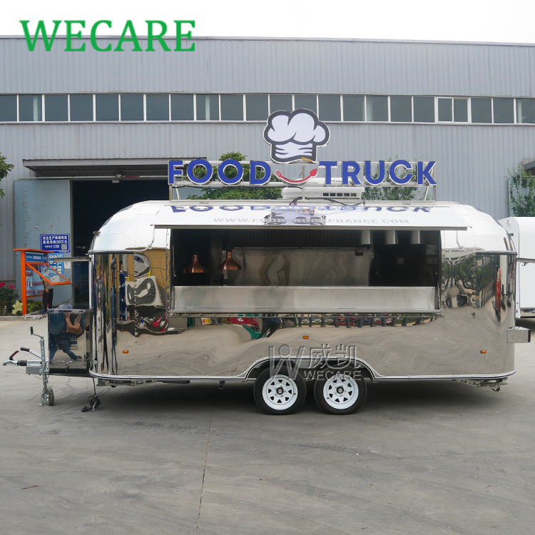 Wecare Airstream Mobile Kitchen BBQ Fast Food Trailer Fully Equipped USA Standard Remorque Food Truck With Full Kitchen For Sale