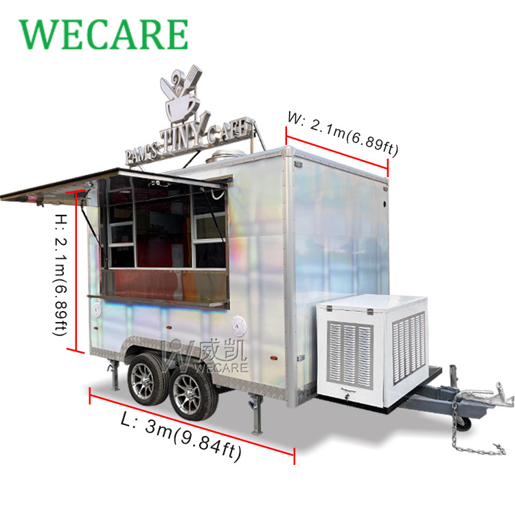 Wecare Mini Coffee Shop Truck  Fast Food Selling Car Hot Dog Caravans Cart Snack Food Kiosk Caravan Outdoor for Sale Craigslist