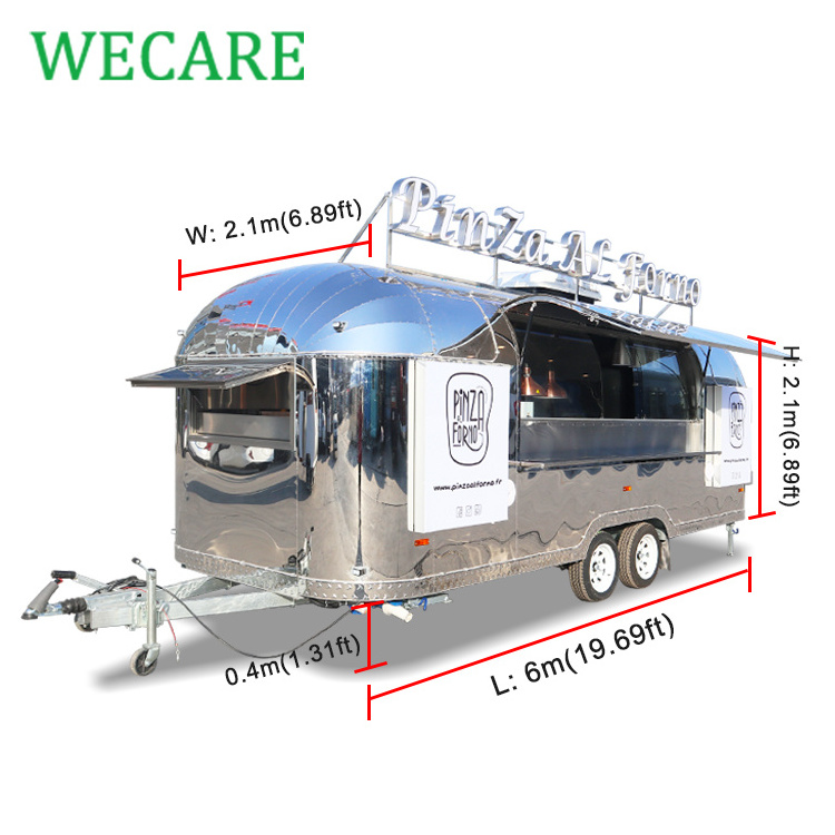 Wecare Custom Airstream Mobile Kitchen Hot Dog Fast Food Trailers Fully Equipped Mobile Pizza Fast Food Trucks With Full Kitchen